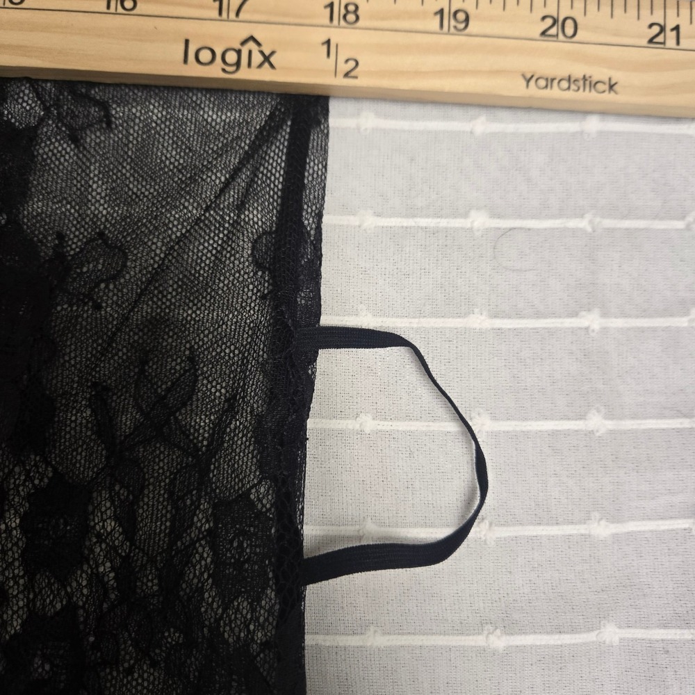 Avidlove Black Floral Lace Robe Sheer Eyelash Trim Kimono Sleeve Medium - Picture 9 of 12